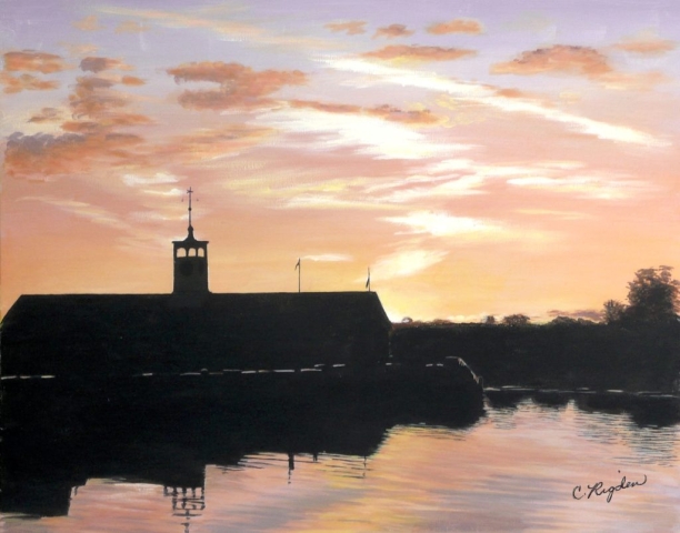 Stourport Sunset, 20" x 16" acrylic on board (Christine Rigden)